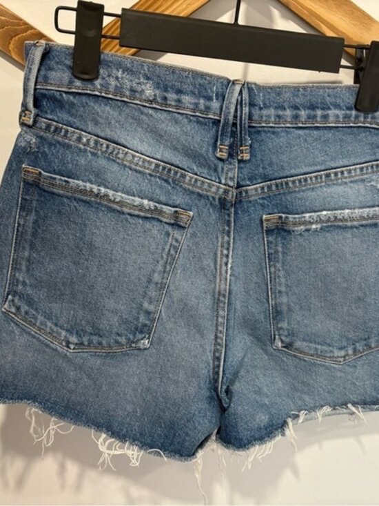 GOOD AMERICAN Distressed JEAN Shorts, Frayed Edge Raw Size 0/25,Summer Festival - Picture 3 of 7